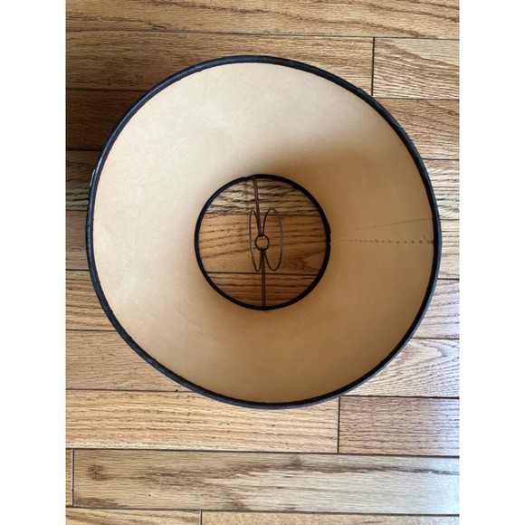 Vintage Parchment Paper Lamp Shade Country Farm Landscape Black Cream Clip On - Picture 8 of 12